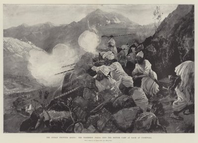 The Indian Frontier Rising, the Tribesmen Firing the British Camp at Bagh at Nightfall by Henry Charles Seppings Wright
